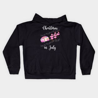 Funny Flamingo Pink Camping Car Christmas in July Kids Hoodie